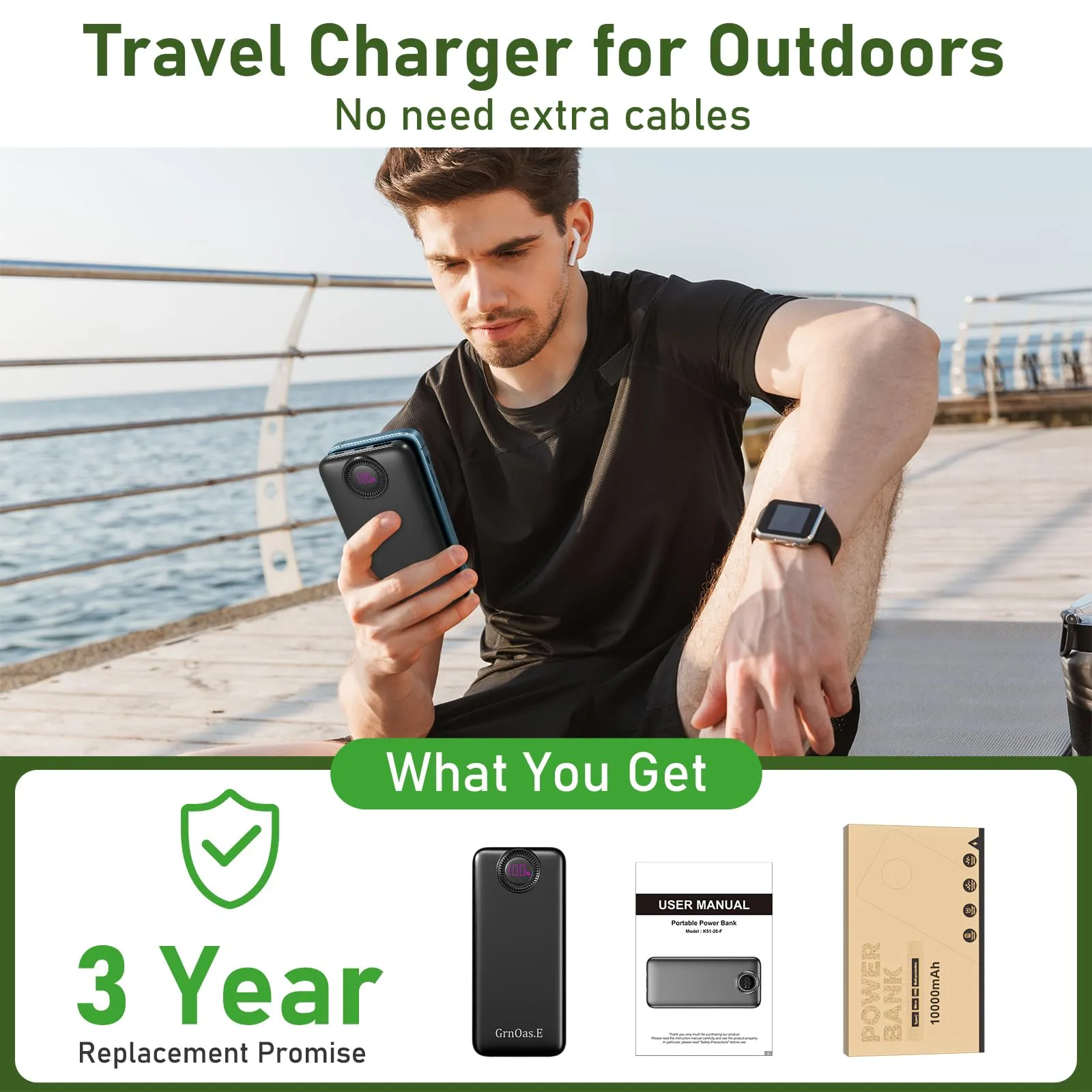 10000mAh Portable Power Bank with Fast Charging