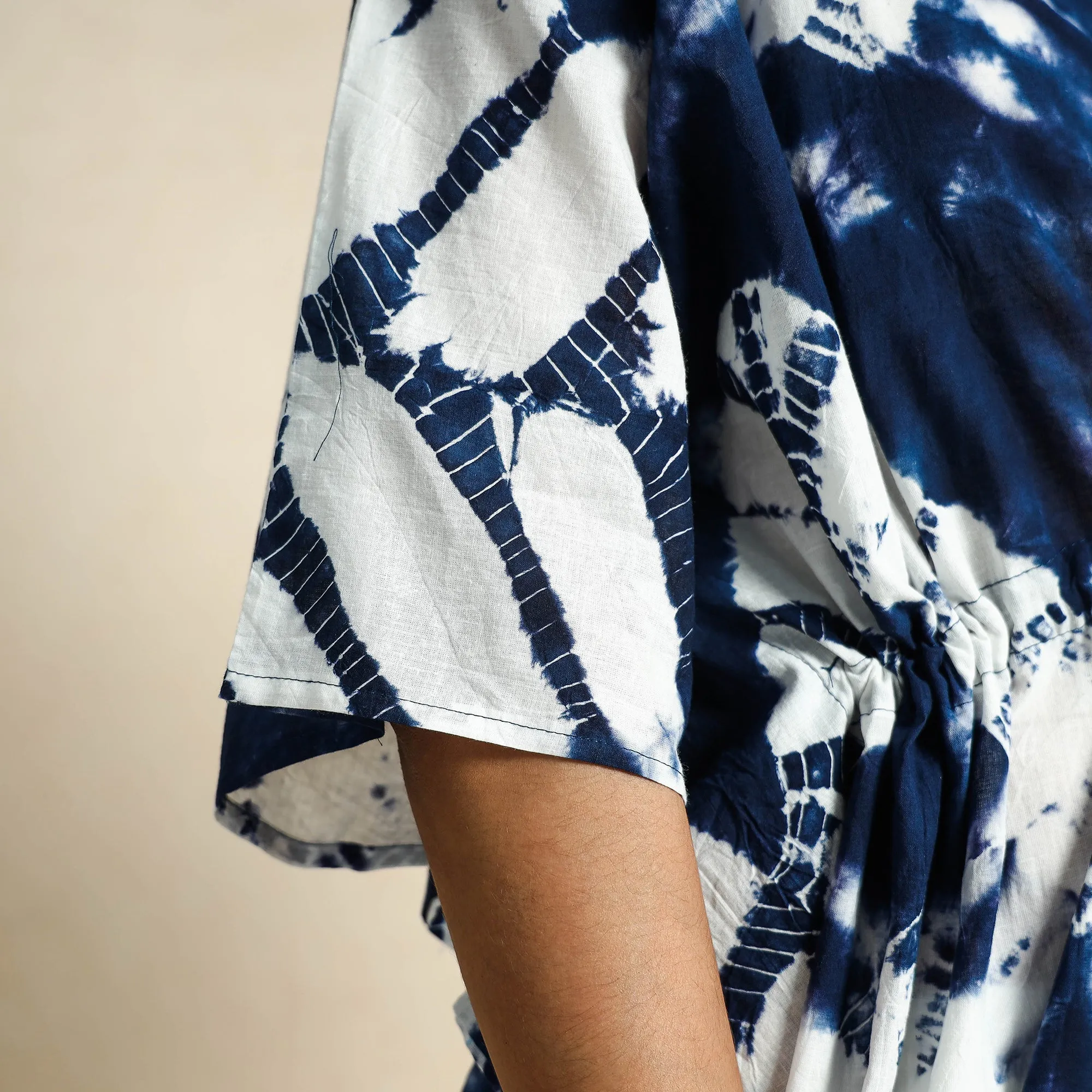 Blue - Shibori Tie-Dye Kaftan & Pyjama Night Suit Set