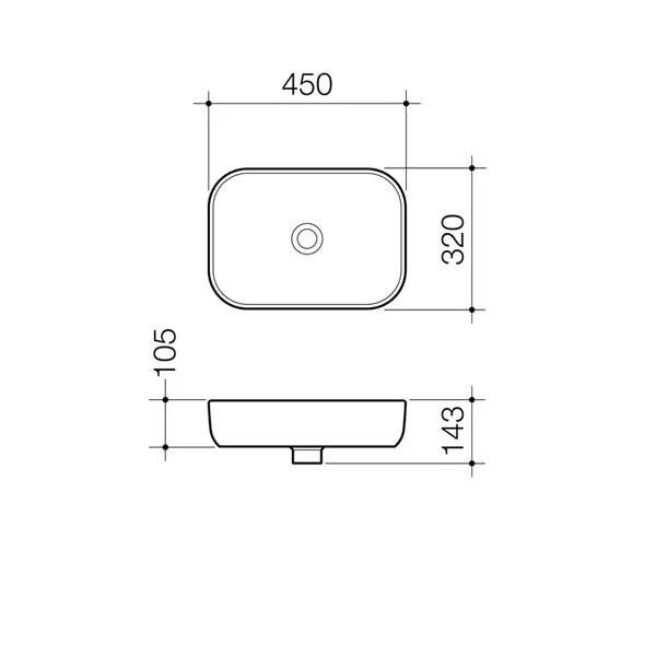 Caroma Luna Above Counter Basin 450mm