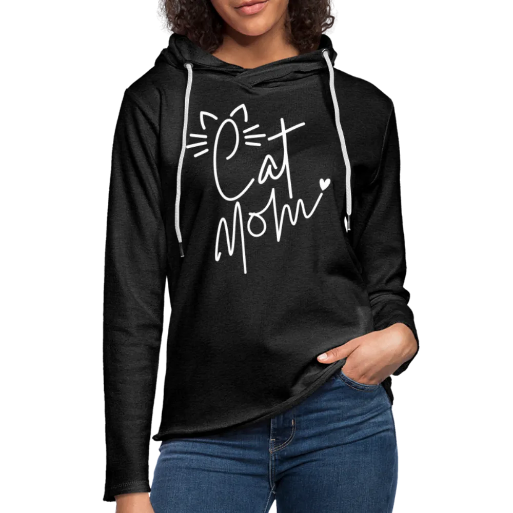 Cat Mom Lightweight Terry Hoodie (White Letters)