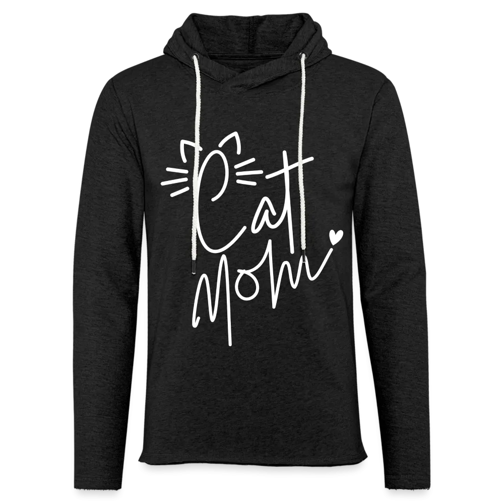 Cat Mom Lightweight Terry Hoodie (White Letters)