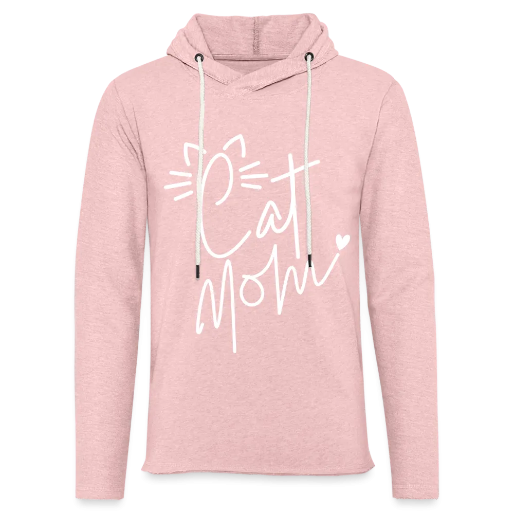 Cat Mom Lightweight Terry Hoodie (White Letters)