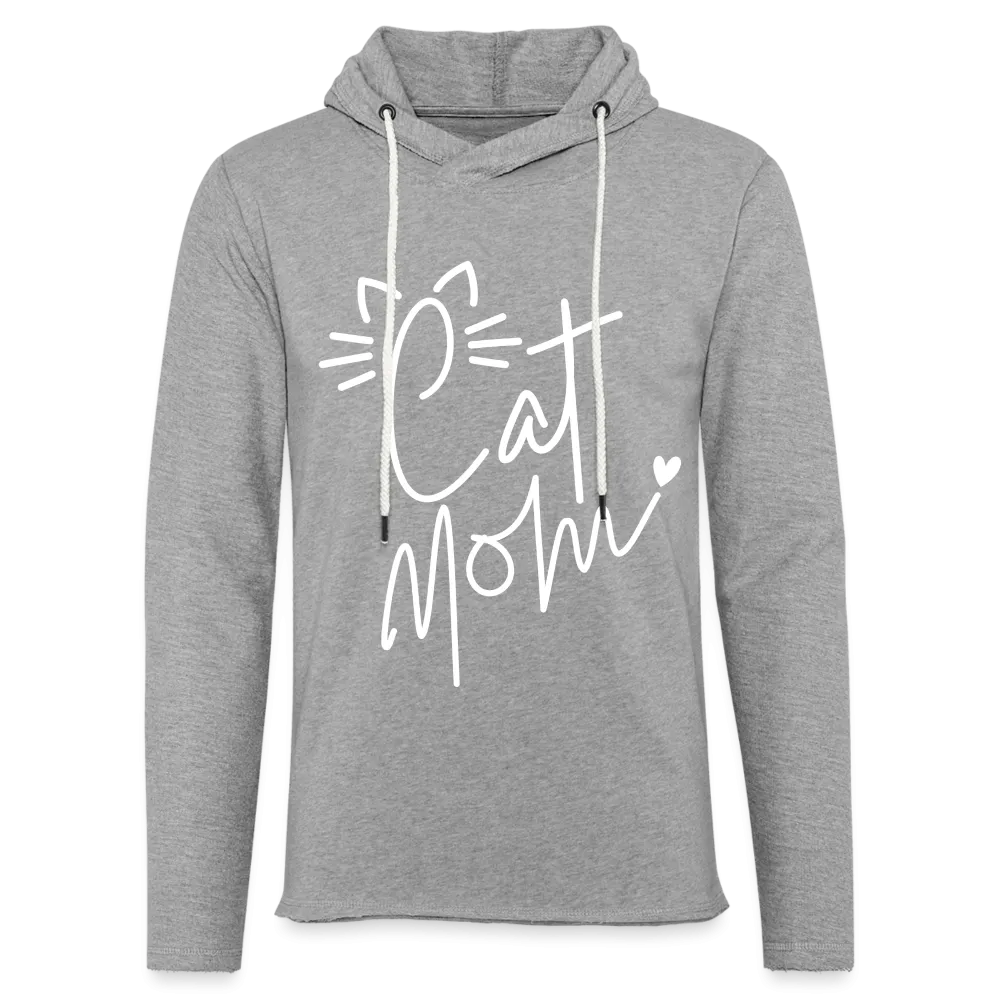 Cat Mom Lightweight Terry Hoodie (White Letters)