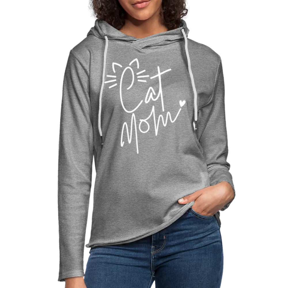 Cat Mom Lightweight Terry Hoodie (White Letters)
