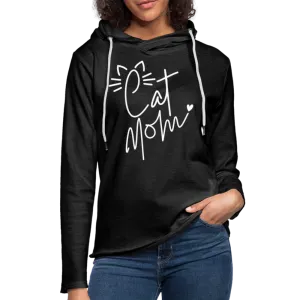 Cat Mom Lightweight Terry Hoodie (White Letters)