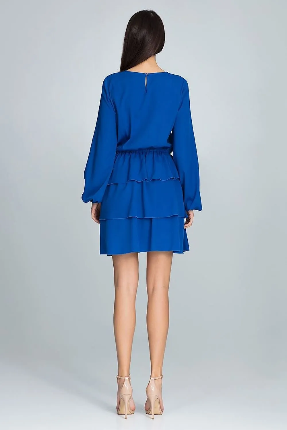 Chic Ruffled Waist Long Sleeve Dress