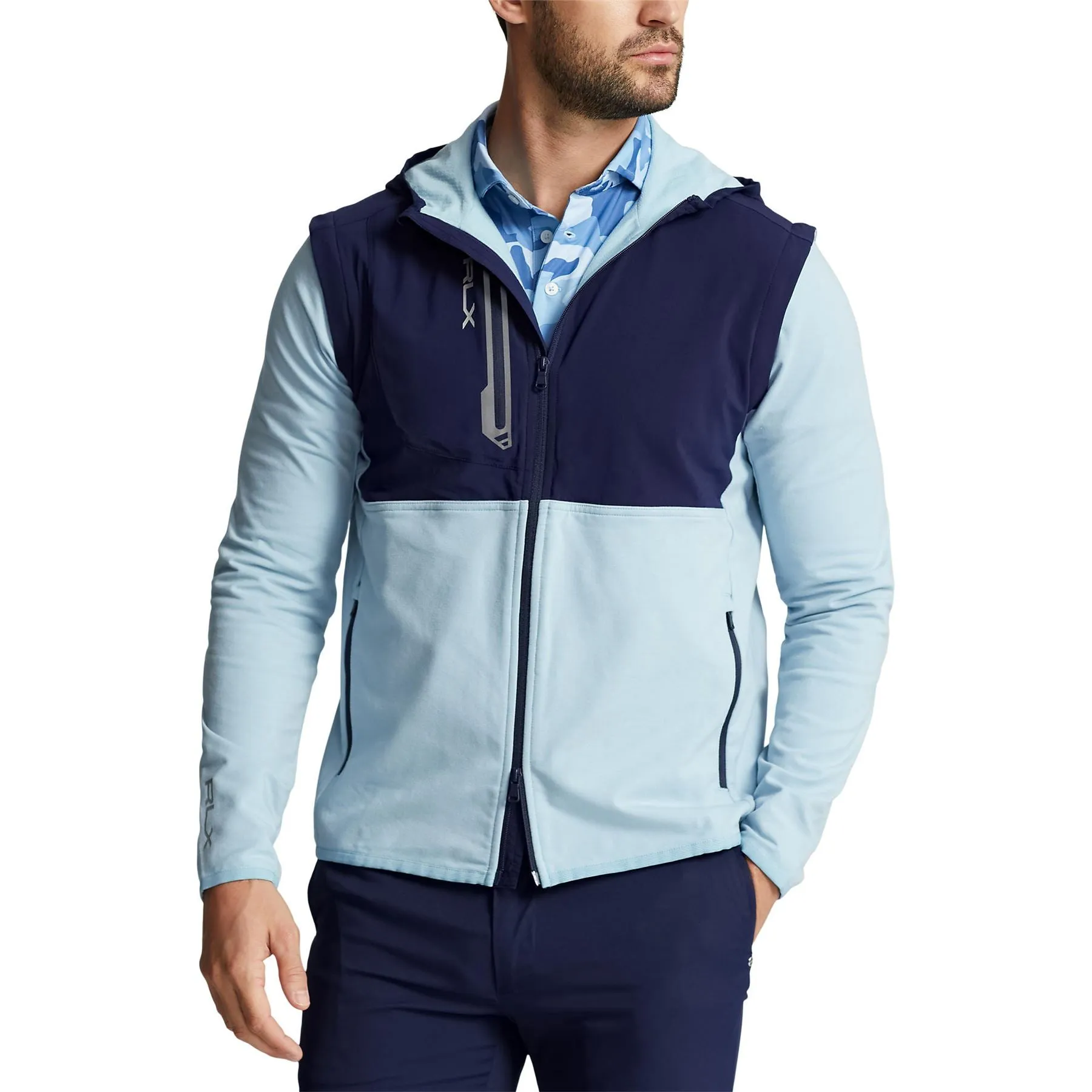 Convertible Stretch Terry Jacket Powder Blue/French Navy - SS23