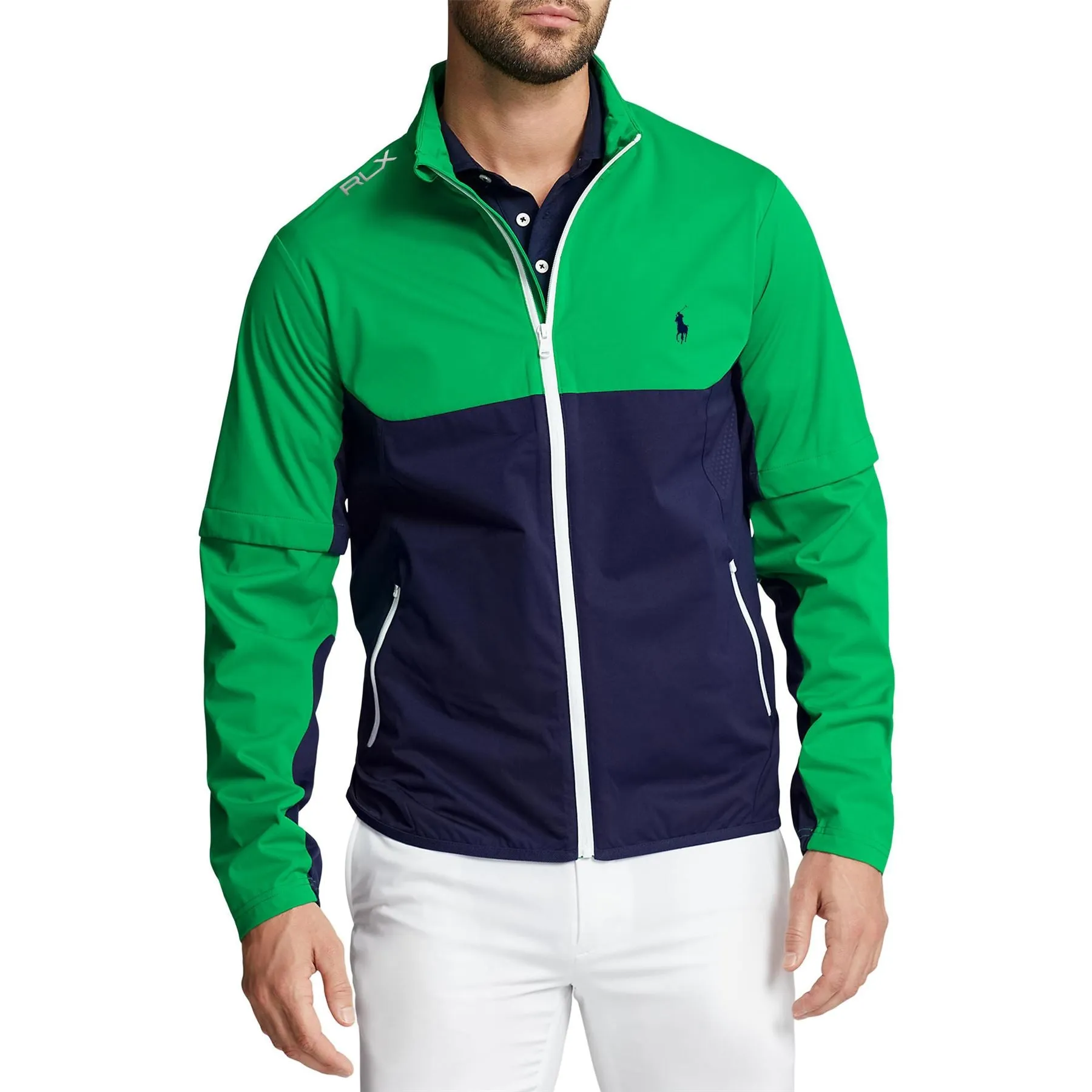 Convertible Water-Repellent Interlock Jacket French Navy/Cruise Green - SS23