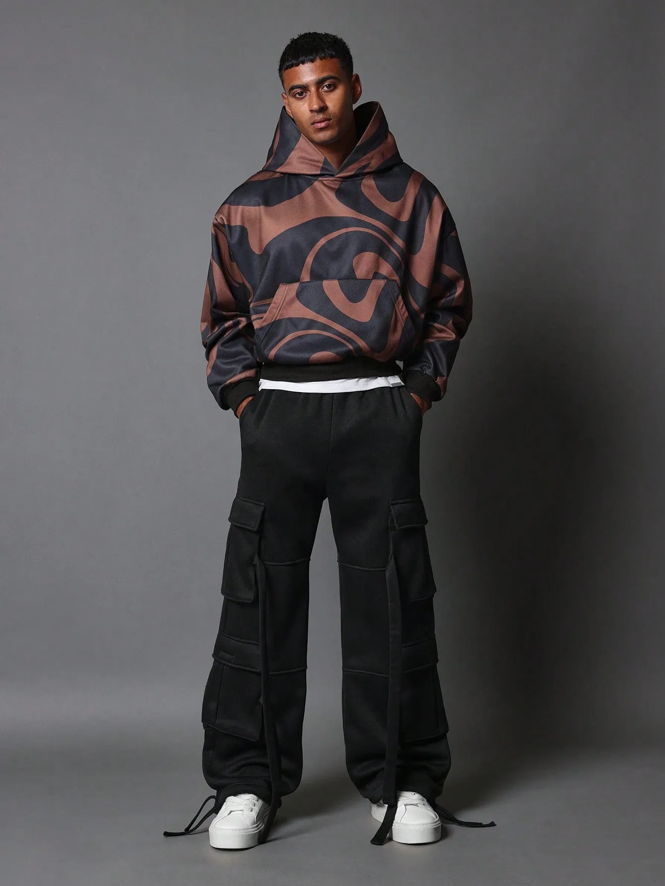 Crop Fit Swirl Printed Overhead Hoodie