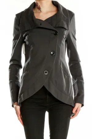 Gray Asymmetrical Button-Front Coat