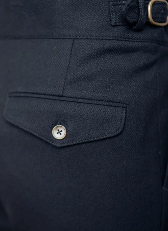 Mid-High Waist Naples Trousers - navy