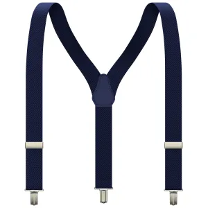 Navy Blue Slim Suspenders for Men & Women Boys & Girls Y-back Shape 1 inch wide