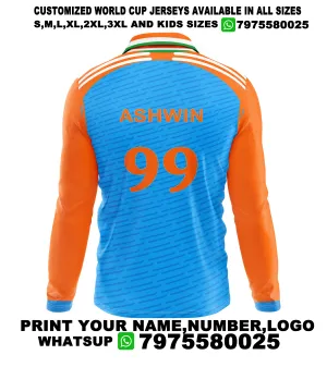 Nextprint Ashwin Printed India Cricket 2024 World Cup Jersey Full Sleeve