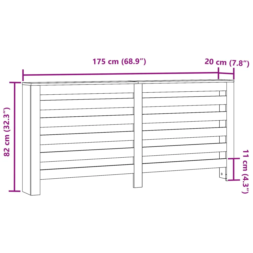 Radiator Cover Old Wood 175x20x82 cm Engineered Wood