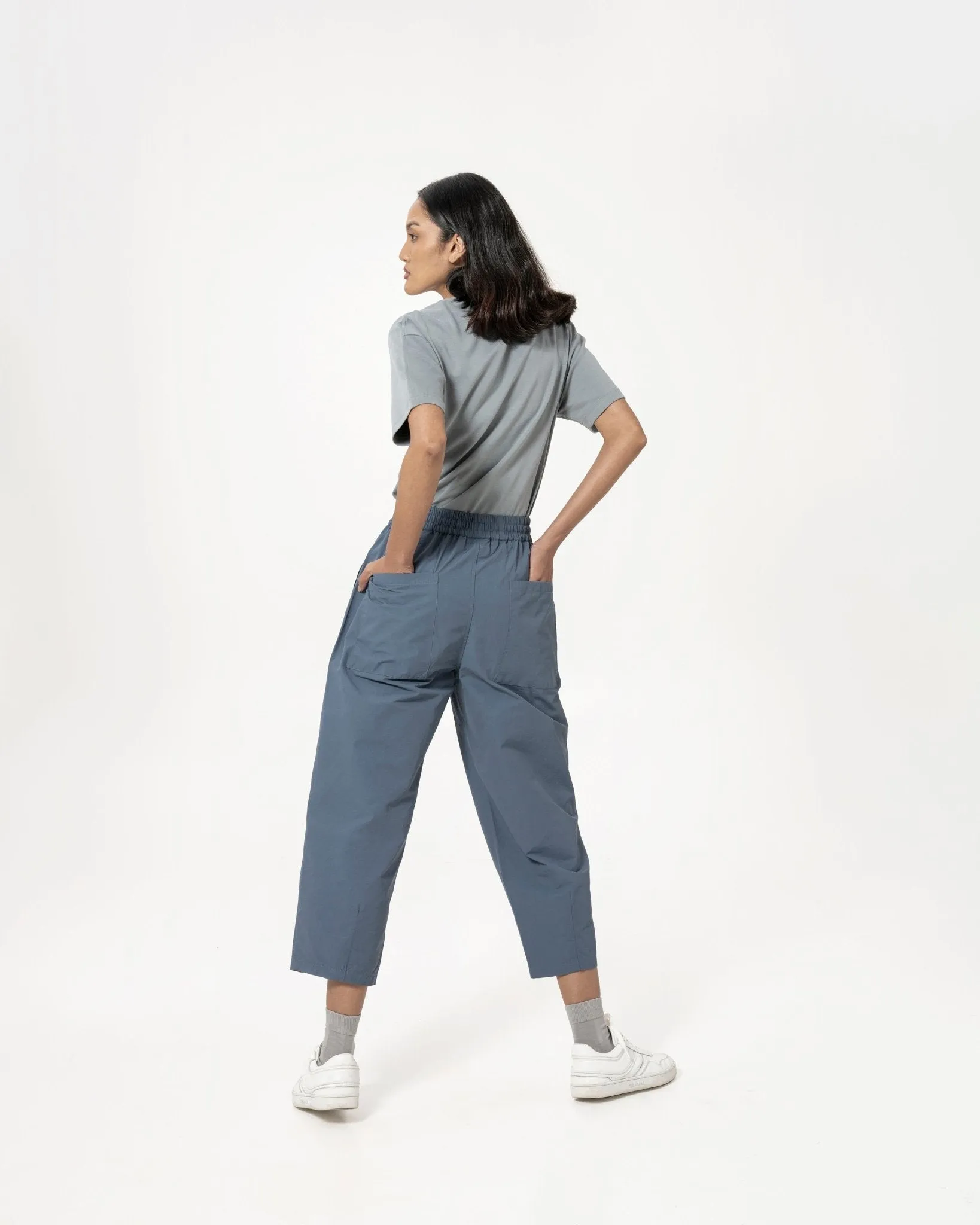 Relaxed Elasticated Trousers - Light Blue